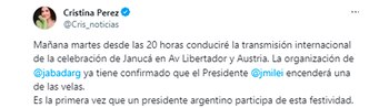 Cristina Perez en cuenta de X habla de Januca