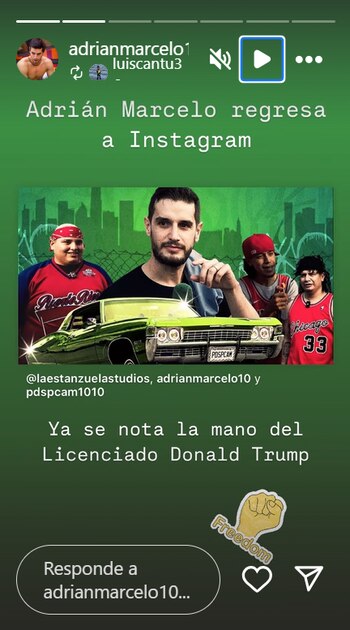Adrián Marcelo regresó a Instagram