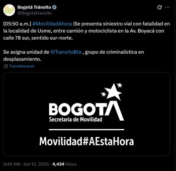 Un fallecido en Usme, daños