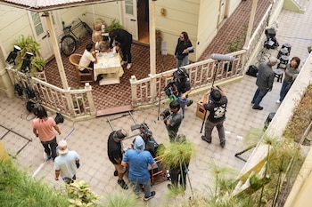 El elenco de Coquito, la película durante el primer día de rodaje en Arequipa. Difusión.