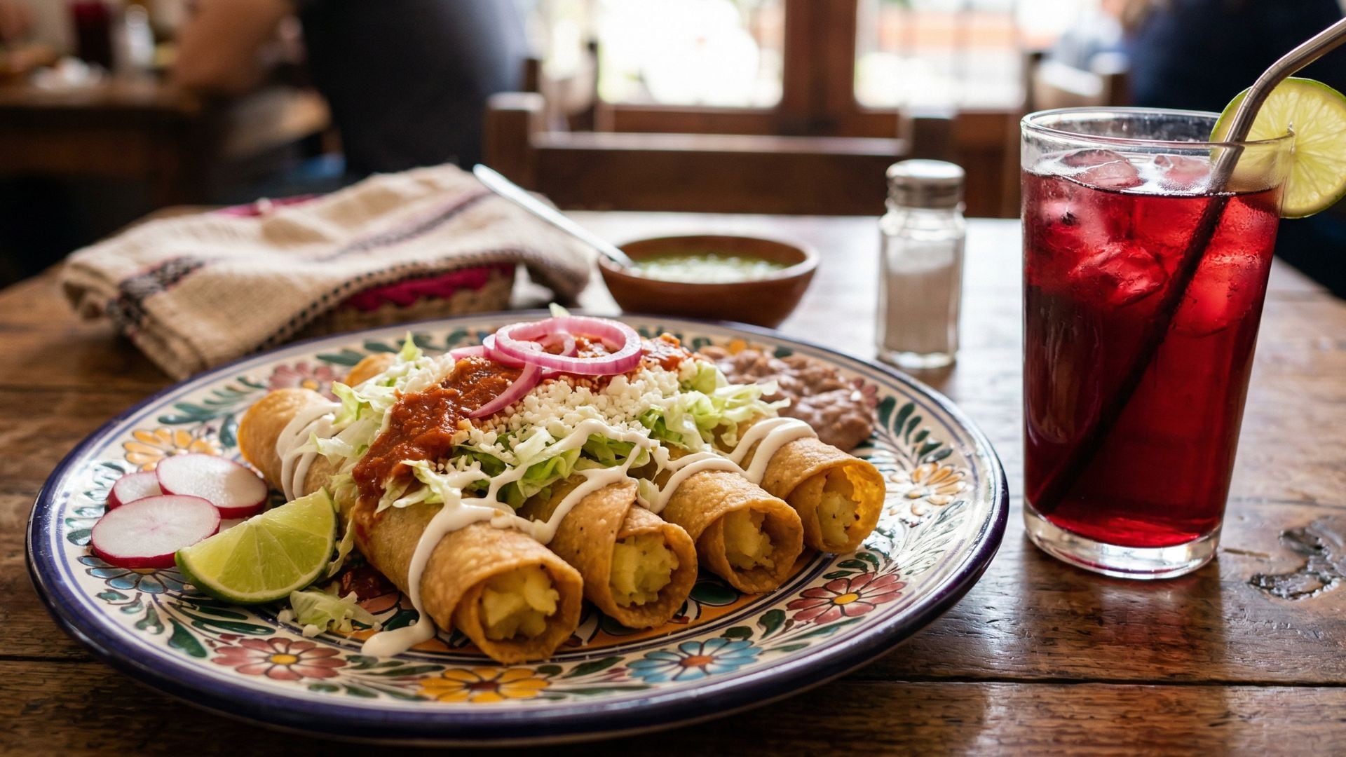 Los tacos de papa ofrecen una combinación irresistible entre la papa cremosa, la tortilla dorada y salsas frescas, ideales para cualquier comida. (Gemini)