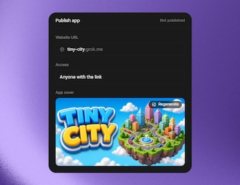 La IA de Elon Musk genera y ejecuta en segundos una versión operativa de la app, el juego o el panel de datos dentro del chat.