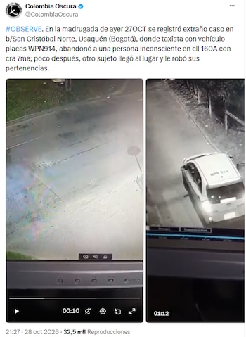 Investigan abandono de un hombre inconsciente en una calle de Usaquén - crédito @ColombiaOscura/X