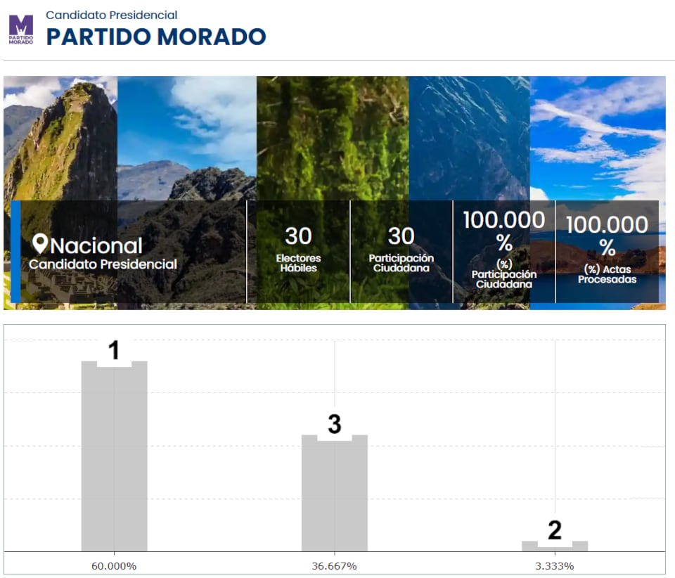Elecciones primarias del Partido Morado.| ONPE