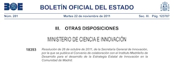 Captura del convenio entre el