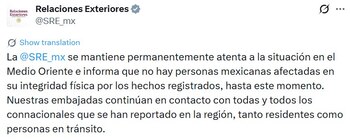 La dependencia señaló que mantiene monitoreo permanente y contacto constante con connacionales en la región.