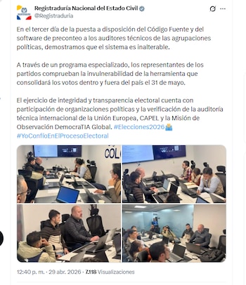 La Registraduría Nacional del Estado Civil confirmó que el sistema electoral colombiano es seguro - crédito @Registraduria/X