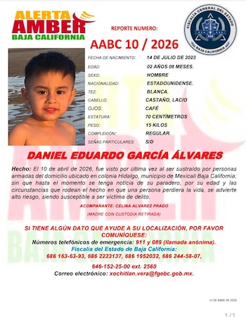 Alerta Amber menor sustraído en Baja California