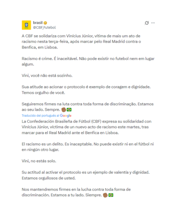 El comunicado de la Confederación