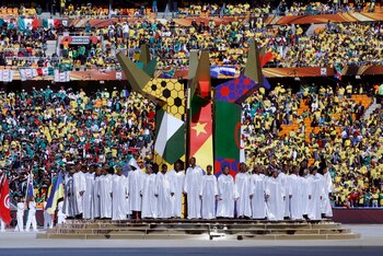 Detalle de la ceremonia de apertura del Mundial de Sudáfrica 2010 en el estadio Soccer City de Johannesburgo, previa al partido Sudáfrica-México. EFE/Antonio Lacerda/Archivo