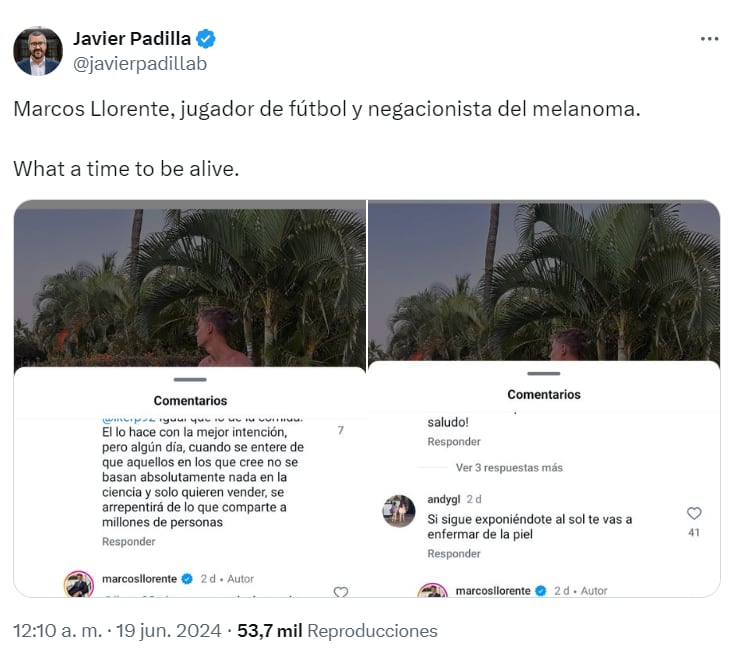 El Secretario de Estado de Sanidad, Javier Padilla, critica en redes sociales la postura negacionista de Llorente (@javierpadillab/X)
