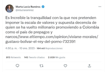 La exvicepresidenta Marta Lucía Ramírez