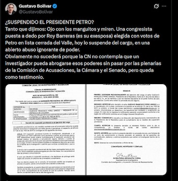 Gustavo Bolívar - crédito @GustavoBolivar/X