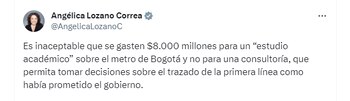 La senadora cuestionó el costo
