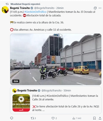 Av El Dorado estuvo bloqueada