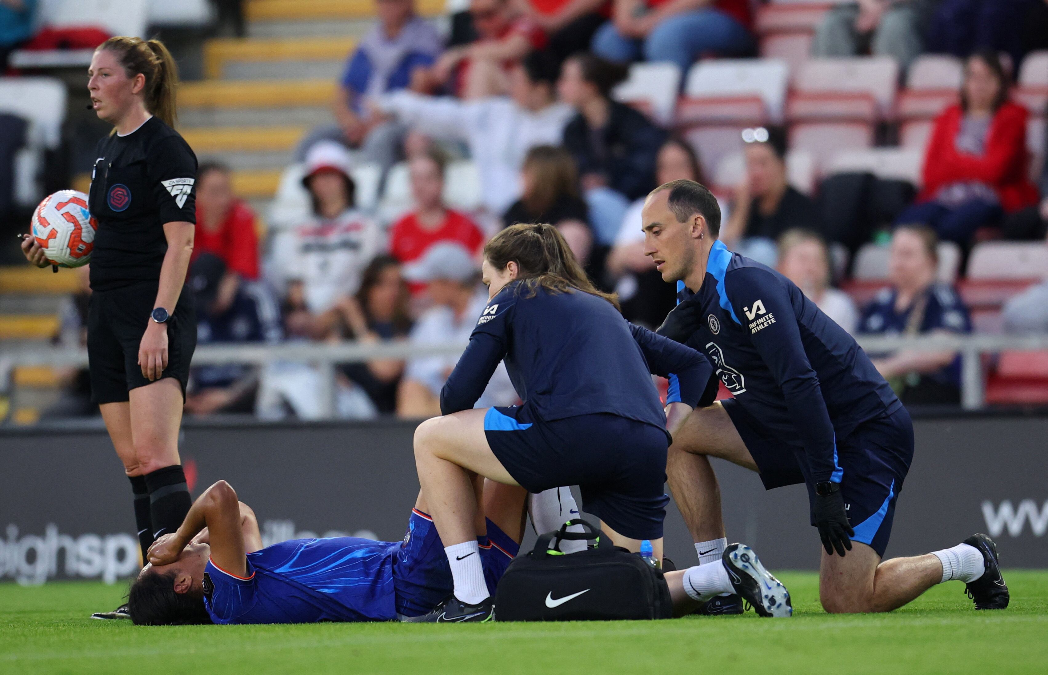 Mayra Ramírez sufrió una dura lesión en el tendón de la corva en 2025 - crédito Ed Sykes/Action Images vía Reuters
