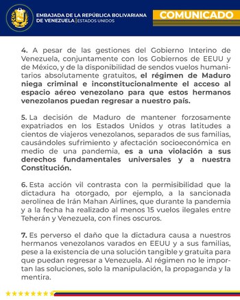 Una parte del comunicado emitido