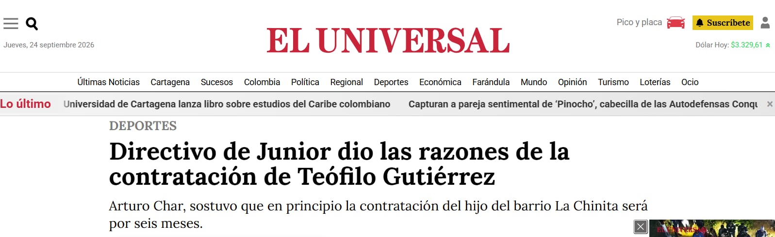 El informe de El Universal sobre las razones del no regreso de Teo Gutiérrez, antes de enero del 2025 - crédito El Universal