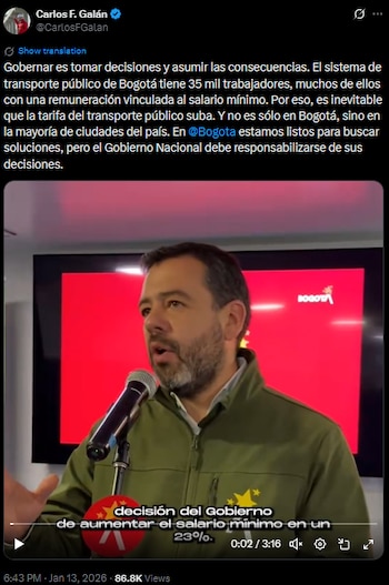 Carlos Fernando Galán justificó aumento