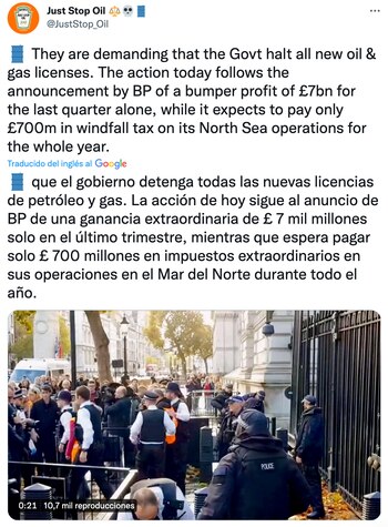 Tuit de Just Stop Oil