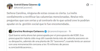 Astrid Cáceres rechazó las acusaciones de Carolina Restrepo y aseguró que las afirmaciones realizadas en su contra no corresponden a la realidad - crédito @AstridCaceresC/X