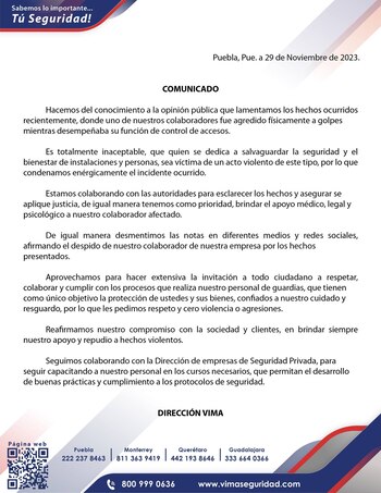 Aseguran que guardia de seguridad