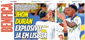 Portada de O Jogo en la sección del Benfica en su publicación del 19 de julio - crédito O Jogo