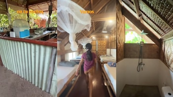 La cocina, la habitación y el baño del albergue alquilado por las jóvenes españolas (@thelittlemowgli/TikTok)