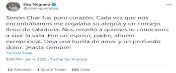 Gobernadora Elsa Noguera lamenta deceso