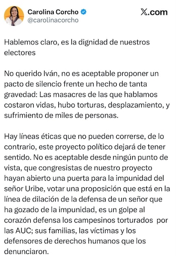 Carolina Corcho y las críticas contra Iván Cepeda
