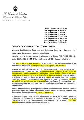 Primera página del dictamen de