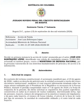 Tutela Juzgado vuelos presidenciales Abelardo de la Espriella - crédito @JLuisBohorquez/X