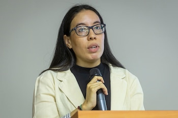 La socióloga y miembro de la ONG Espacio Público, Marysabel Rodríguez, habla durante la presentación de un informe este 29 de abril de 2026, en Caracas (Venezuela) (EFE/ Miguel Gutierrez)
