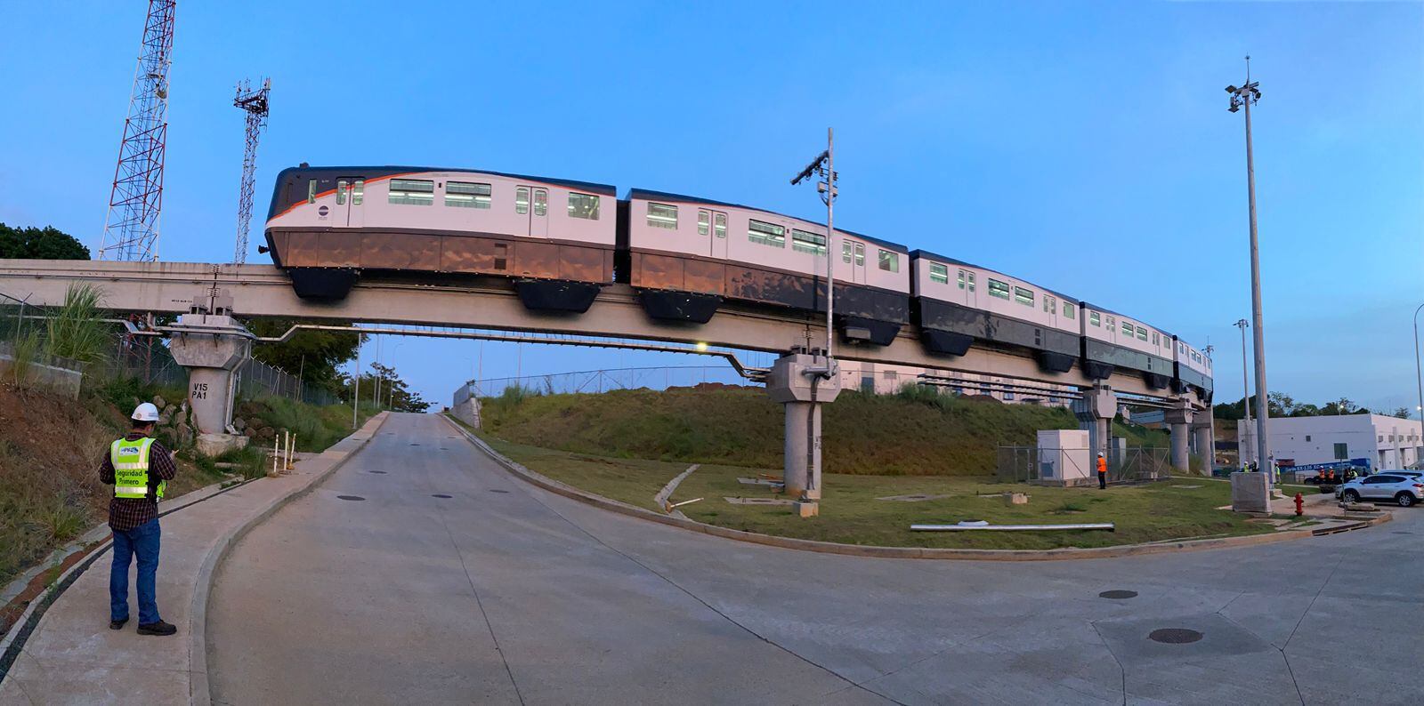 El ensayo se realizó en el tramo entre Patio y Talleres y Ciudad del Futuro como parte de la validación técnica del sistema. Cortesía del Metro de Panamá