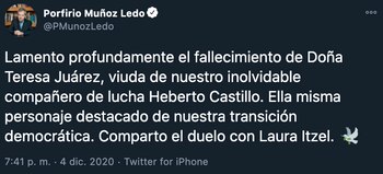 Políticos lamentaron el fallecimiento