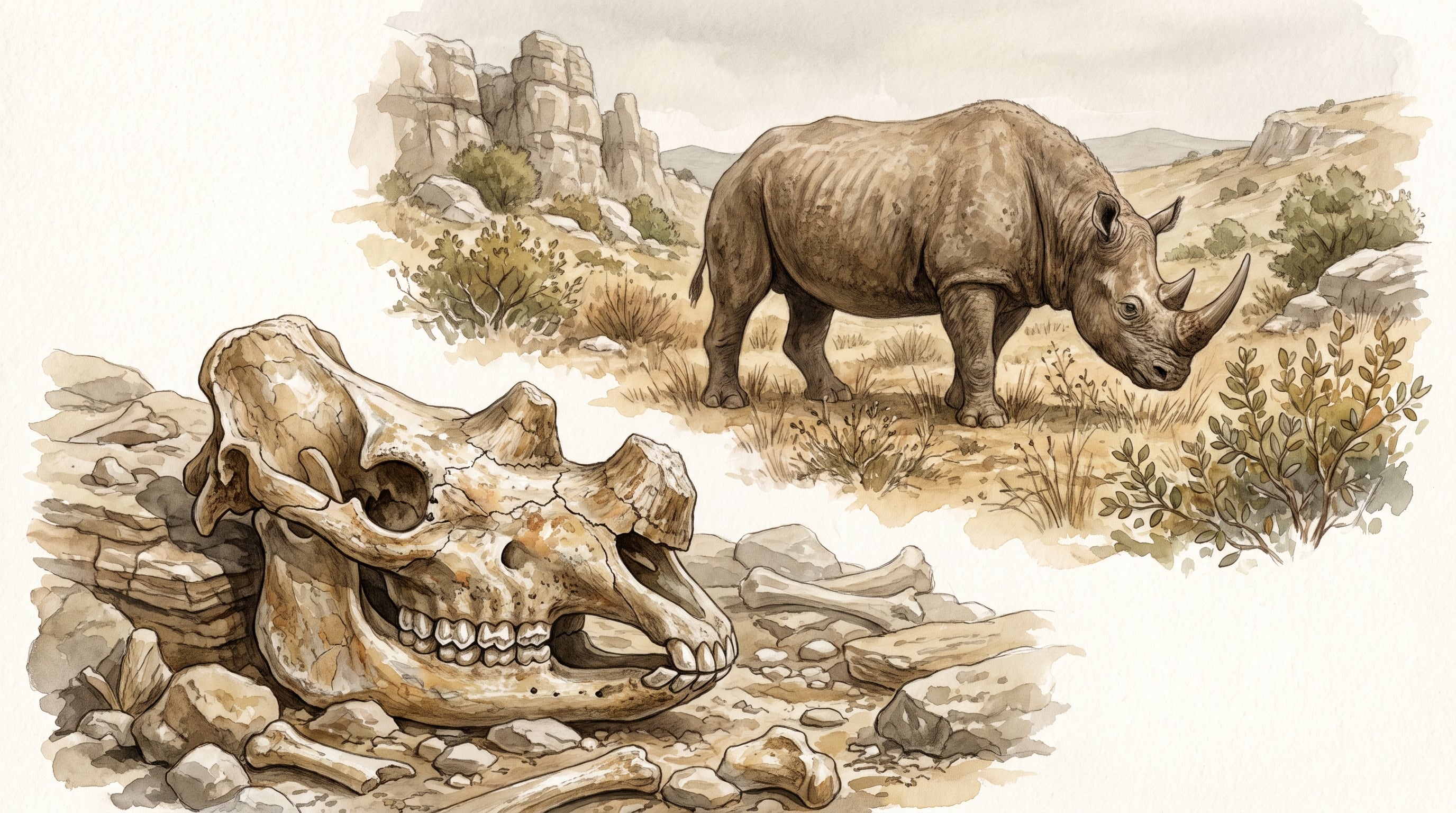 Un equipo de la Universidad de Patras identificó un cráneo fosilizado de rinoceronte de más de ocho millones de años en el Geoparque de Sitia (Imagen Ilustrativa Infobae)