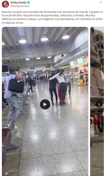 Vicky Dávila expresó solidaridad con Venezuela tras sismo y destacó el impacto en Colombia - crédito @VickyDavilaH/X