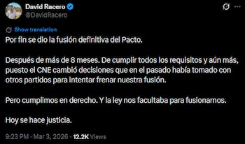 David Racero destacó la fusión