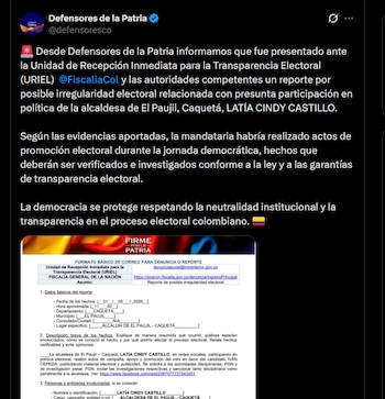Defensores de la Patria - crédito @defensoresco/X