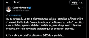 Camilo Romero criticó a Francisco