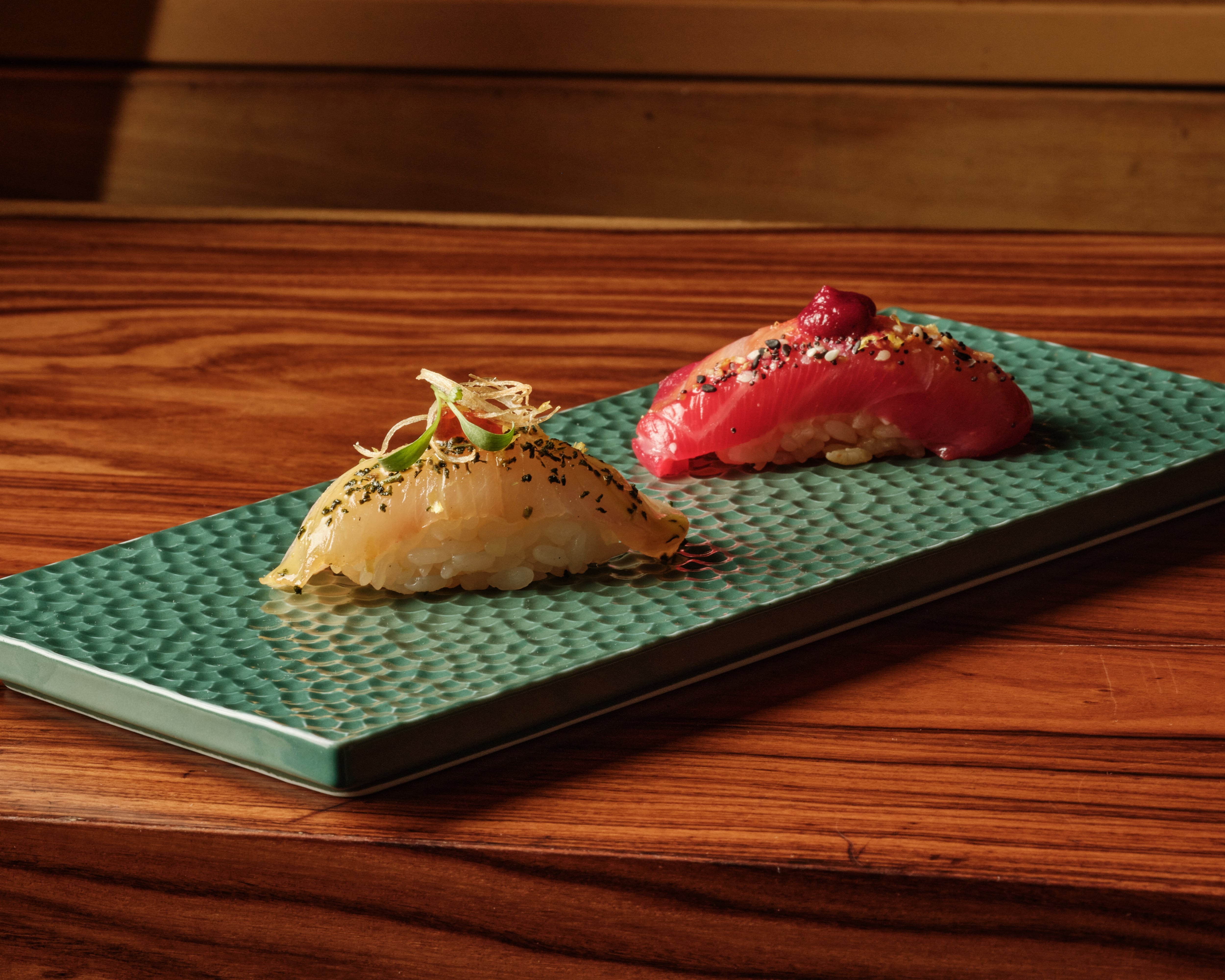 Piezas de sushi del menú de Amaterasu (Cedida)