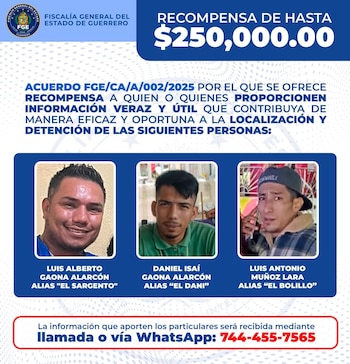 Fiscalía de Guerrero ofrece recompensa