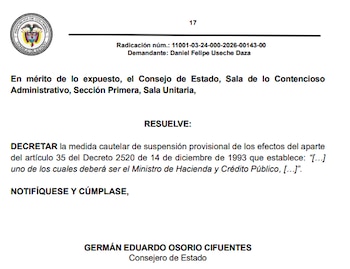 El Consejo de Estado suspendió provisionalmente la norma que exigía la presencia del ministro de Hacienda para que la Junta del Banco de la República pudiera sesionar y decidir - crédito Consejo de Estado