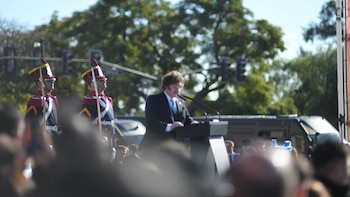 Javier Milei en el acto del Día de la Bandera en Rosario