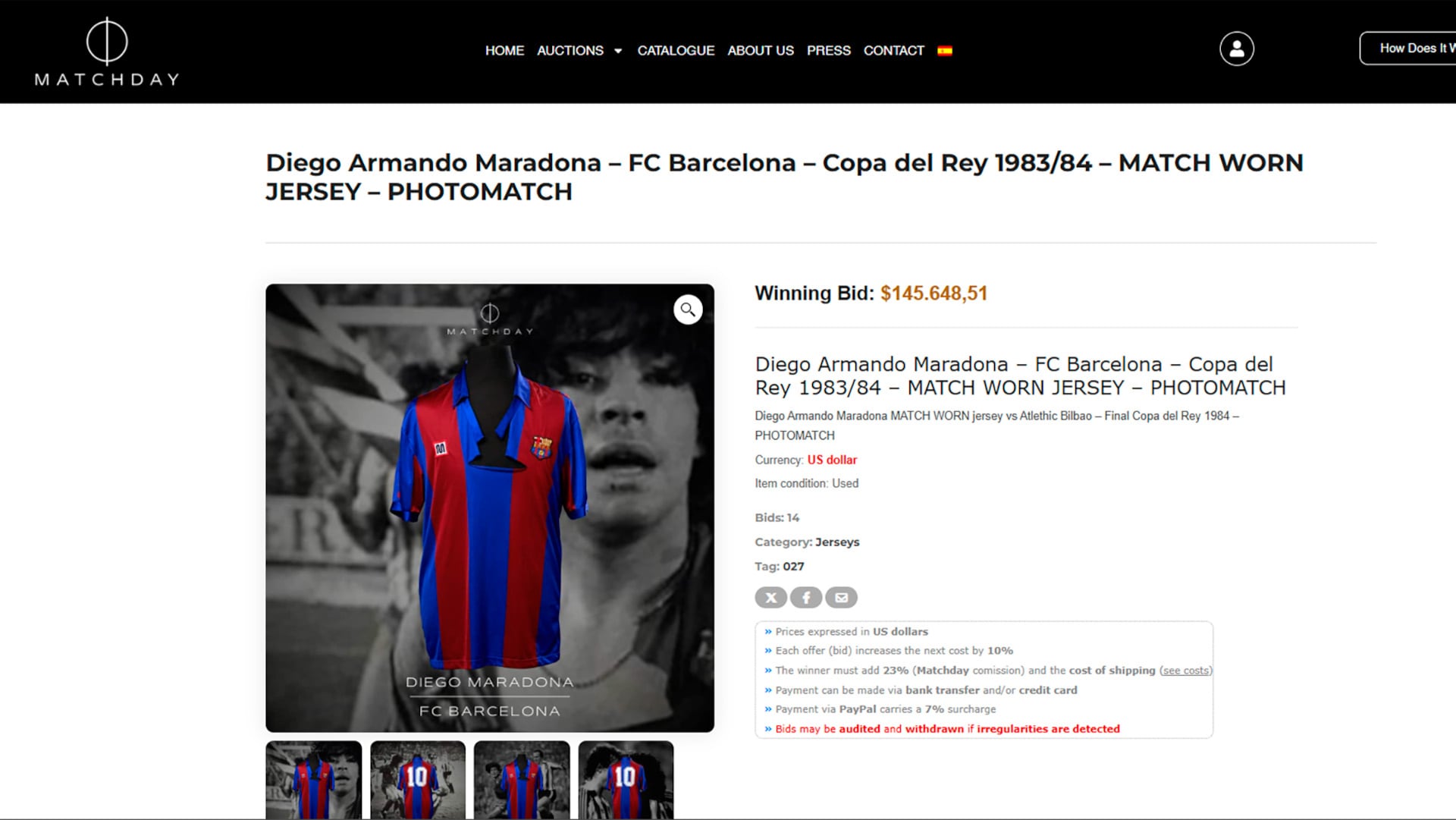 El precio final de la subasta