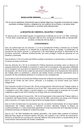Ante la falta de resultados de la Dian, el Ministerio de Comercio avanzó con un borrador de resolución sobre riesgos de trabajo forzoso en comercio exterior - crédito Ministerio de Comercio, Industria y Turismo