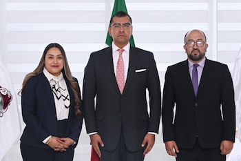 Rosa Elena de la O Escobedo (izquierda), Cristian Paul Camacho Osnaya (centro) y Roberto Enrique Terrón Sánchez (derecha). Crédito: Fiscalía de Zacatecas