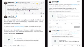 Los detalles de la denuncia que hizo el abogado Sergio Clavijo se conocieron el lunes 31 de agosto de 2026 vía X - crédito @Sergioclavijo54/X