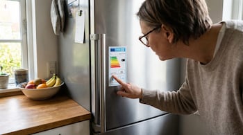 Etiquetas energéticas con las siete categorías de eficiencia y sus colores correspondientes