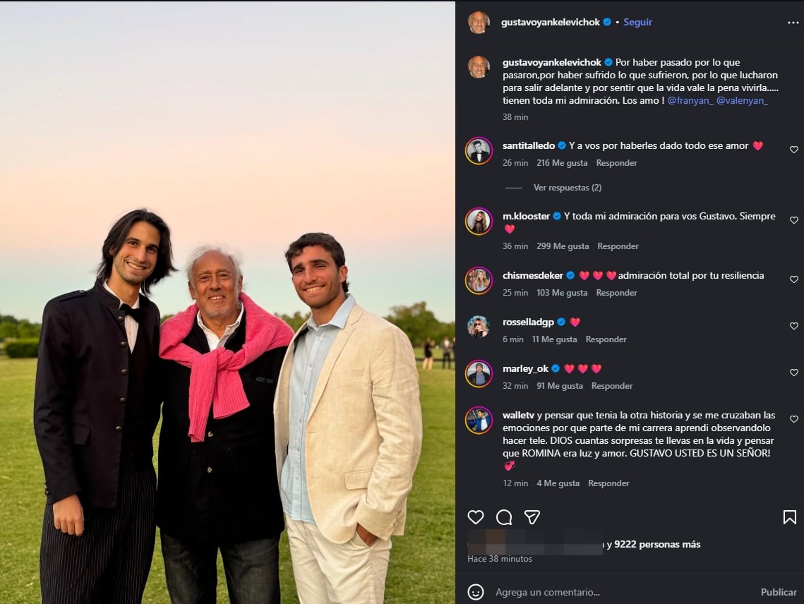 El emotivo posteo del productor a sus nietos mayores tras el testimonio de Valentín (Instagram)